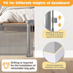 Short Dog Gate,14" Tall Gate to Step Over, Puppy Mesh Retractable Pet Gates Doggy Door for Doorways Stairs, Extends up to 55" Wide for Kitchen Hallways Indoor, Gray