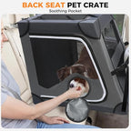 Snagle Paw Portable Dog Crate for Car Travel,Metal Frame Pet Crate,Pet Carrier for Car Back Seat Secures with Headrest Strap and Seatbelt,L,Gray