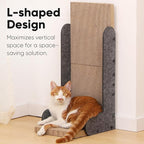 FUKUMARU Cat Scratcher, 26.8 Inch L Shaped Cat Scratch Pad Wall, Modern Cardboard Cats Scratching Board for Indoor Cats, Felt Vertical Scratching Post, Furniture Protector (Grey)