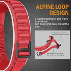 HYDEME Tactical Dog Collar, Alpine Loop Adjustable Military Training Nylon Dog Collars with Handle and Reflective for Small Medium Large Dogs, with Airtags Protective Case & Patches.(L,Red)