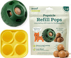 WOOF Starter Pack - Interactive Dog Ball Toy for Boredom - Dog Treat Molds Silicone - Chicken-Flavored Healthy Treats for Dogs - Pupsicle Doggy Enrichment Toy - for Large Pups - 25-75 lbs