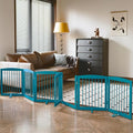 Freestanding Pet Gates with Walk Through Door, Dog Indoor Fence, Dog Gate for The House, Doorway, Stairs, Extra Wide Pet Gate, Support Feet Included, 120 Inch Wide, 6 Panels 24" Tall, Blue