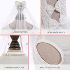 ASENKU Dog Dress, Dog Wedding Dress, Pet Lace Princess Dress with Bows for Wedding Birthday Party, Puppy Formal Apparel with Pearl Necklace for Small Medium Dogs (White, Medium)