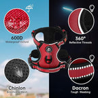 NESTROAD No Pull Dog Harness,Adjustable Oxford Dog Vest Harness with Leash,Reflective No-Choke Pet Harness with Easy Control Soft Handle for Small Medium Dogs(Medium,Red)