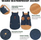 Dog Winter Coat, Warm Dog Jacket Windproof Waterproof Pet Cold Weather Coats for Small Dogs, Turtleneck Fleece Lined Dogs Clothes with Leash Hole, Navy Medium