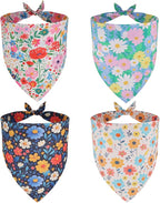 ADOGGYGO 4 Pack Floral Dog Bandanas, Colorful Flower Pet Scarf Bib, Spring Summer Floral Bandanas Costume Accessories for Small Dogs (Small)