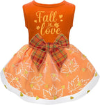 Dog Thanksgiving Outfit Funny Puppy Dog Dress with Bow for Small Medium Dogs Cute Fall Pet Costume for Cats Dogs Thanksgiving Day Halloween