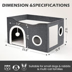 Heeyoo Cat House for Indoor Cats - Large Cat Bed Cave with Fluffy Ball and Scratch Pad, Foldable Cats Houses & Condos, Cat Hideaway, Covered Kitty Bed for Multi Small Large Kitty, 23.8x15.9x13.2 Inch