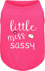 Pink Cotton Dog Shirt with 'Little Miss Sassy' Corgi Butt Print, Soft & Breathable Pet Apparel for Small to Large Dogs, All-Season Sleeveless Vest, Cute and Comfortable Dog Outfit.S