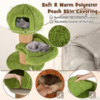 PETSITE 58 Inch Forest-Themed Cat Tree, Multi-Level Cat Tower with 2 Cute Condos, Plush Perch, Teasing Balls, Sisal Posts, Hidden Cave, and Removable Cushions, Modern Cute Cat Tree for Indoor Cats