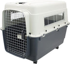 SportPet Designs Plastic Kennels Rolling Plastic Airline Approved Wire Door Travel Dog Crate, XXX-Large