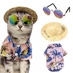Pet Shirt Summer Breathable Pet Dog Hawaiian Costume Pet Cat Sunglasses Hawaii for(Pink)
