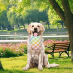 Spring Dog Bandana XLarge 1PCS, Colorful Plaid Dog Bandana, Easter Scarf for Boy and Girl, Summer Durable Triangle Reversible Bibs for Puppy Pet