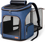 Lekereise Large Cat Backpack Carrier Fit Up to 20 25 Lbs, Expandable Pet Carrier Backpack Foldable Dog Backpack Carrier, Blue