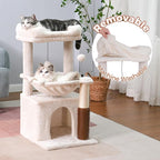 Small Cat Tree with Large Hammock and Cute Flower Cat Tree with Scratching Post for Indoor Cats