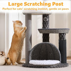 Modern Cat Tree Tower for Large Cat with Scratching Post for Indoor, 46 inch Multi-Level Cat Tower with Handwoven Beds, Cat Cave, Dangling Balls