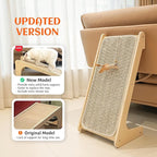 PETKARAY L Shape Cat Scratcher, Sisal Scratching Ramp, Chevron Scratching Pad for Indoor Cats, 27" Wall Furniture Protector with Mouse Toy