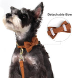 Beirui Adorable Small Dog Harness Collar and Leash Set,Cute Puppy Harness Set with 3 Bows for Small Dogs,Shih Tzu,Dachshund,Adjustable Step-in Vest for Daily Walking,Parties&Holiday Outfits(Brown,S)