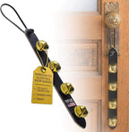 Amish Crafted Leather Strap Arctic Sleigh Bell Door Hanger Hanging Jingle Bells (Black Leather, 14 Inches)