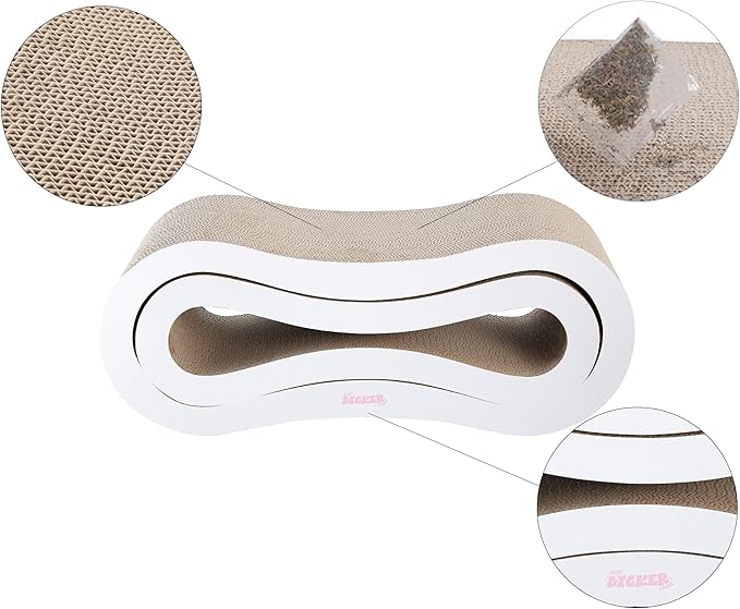 CSR1014B Suvi 26" Modern Cardboard Infinity 2-in-1 Lounge Bed Cat Scratcher with Catnip, Cloud