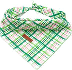 Elegant Little Tail Dog Bandana - Spring Pet Birthday Cotton Bibs Scarf Green Soft Adjustable Square Kerchief for Small to Large Dogs