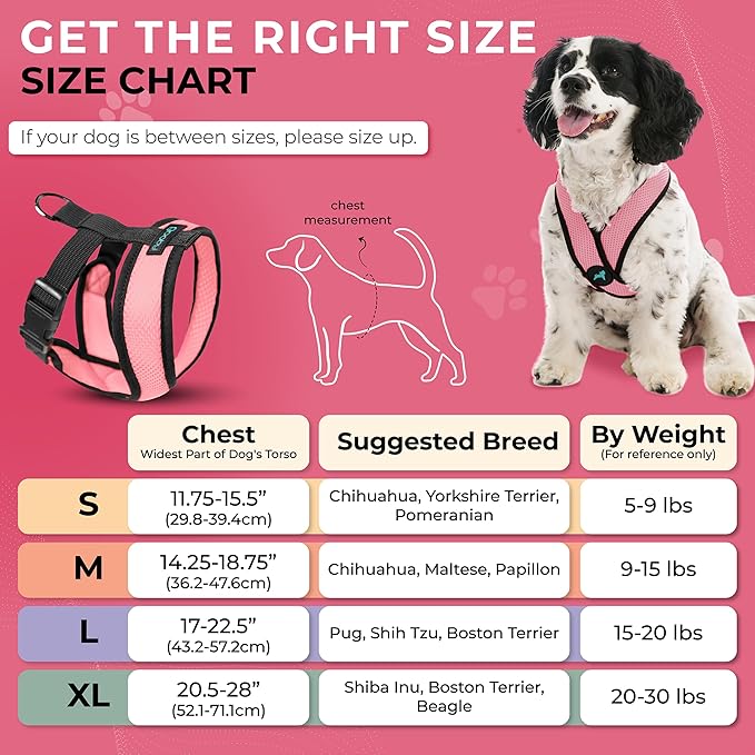 Gooby Comfort X Head in Harness - Pink, Large - No Pull Small Dog Harness Patented Choke-Free X Frame - Perfect on The Go Dog Harness for Medium Dogs No Pull or Small Dogs for Indoor and Outdoor Use