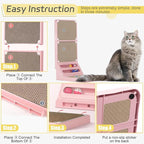 Cat Scratcher Cat Scratch Pad L Shape Wall Mounted Dual Use (Vert/Horiz) Kitten Bunifa Scratching Card Board Vertical Post with Ball Toys Feathers,Protecting Furniture Core is Replaceable Large Pink