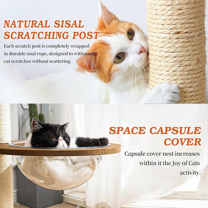 Modern Cat Tree for Large Cats, 51'' Multi-Level Cat Tower for Indoor Cats, Sturdy Design with 8 Sisal Scratching Posts 4 Cat Condos/Perches, Ideal for Multi-Cat Households & Easy Assembly