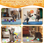 Zopeal 64 Pcs Easter Cat Toy Gift Set Magic Cat Scratcher Board Ball Launcher Gun Crinkle and Yarn and Plastic Bell Ball Kitten Toy with Bow for Pet Interactive Engaging Gift(Organ Shape)