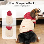 Fleece Lining Extra Warm Dog Hoodie in Winter for Large Dogs Jacket Pet Coats with Hooded,Beige and Red XL