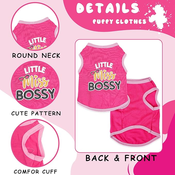 4 Pieces Puppy Clothes for Small Dogs Girl Girl Dog Clothes Cute Soft Dog Shirts Female Doggie Shirts Pet Clothing (Medium)