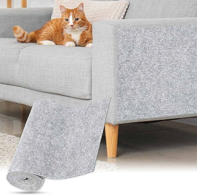uxcell Self-Adhesive Cat Scratching Mat, 1 Roll 118" x 11.8" Couch Protector from Cat Claws for DIY Sofa, Wall, Doors, Cut Anti Cat Scratch Pad Carpet Mat, Light Gray