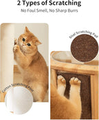 Wood Cat Tree for Large Cats, Modern Cat Tree Tower with Wide Shelves Cotton Scratching Posts, Super Sturdy Base, Cozy Perches, and Interactive Toys for Indoor Kittens