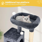 DWVO Cat Tower 70.8in for Indoor Cats: Multi-Tiered Feline Furnishing with Snug Cat Bed, Scratch Poles, Feline Window Cushioned Plush Roost for Young Cats Animal Activity Center Dark Gray