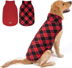 cyeollo 3XL Dog Coat, Fleece Sherpa Winter Sweater Coats, Turtleneck Dog Jacket Vest for Large Dogs with Leash Hole, Soft Reversible Pet Coats for Cold Weather, Buffalo Plaid XXXL