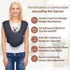 Dog Carrier for Small Dogs, Front Facing Dog Carrier Sling, Hands Free Cat Sling, Size Adjustable, Reducing Back Pain, Soft Cotton, Premium Dog Sling Carrier (Regular, Charcoal Black)