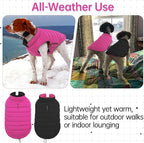 Lelepet Reversible Dog Coat Waterproof Dog Jacket Windproof Puffer Vest for Winter Warm Lightweight Coats for Small Dogs Adjustbale Hook & Loop Pet Apparel with Leash Hole, Shih Tzu, Rose Red, S