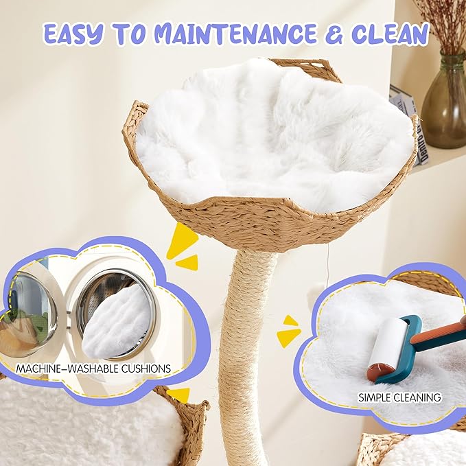 Modern Cat Tree Tower 53" - Multi-Level Cat Condo with Scratching Posts for Multiple Small & Large Cats