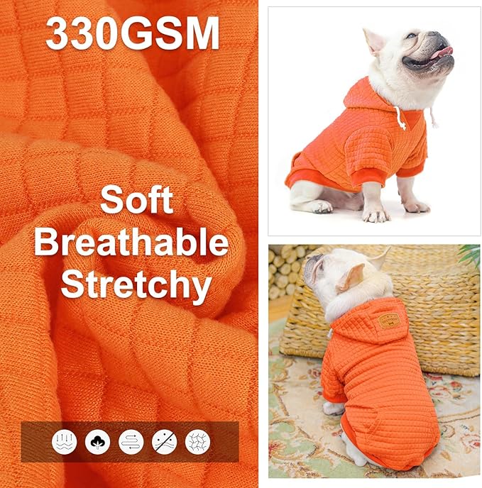 BEAUTYZOO Dog Sweaters for Large Dogs Girls Boys, Warm Winter Dog Hoodie Sweatshirt with Pocket & Leash Hole,Soft Waffle-Like Laminated Cotton Pet Clothes for Big Breeds Indoor Outdoor Cold Weather