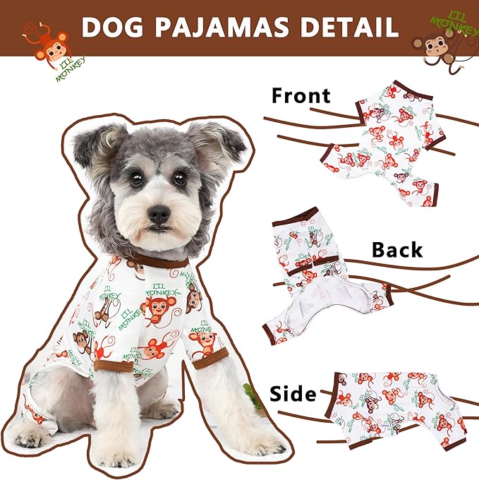 Dog Pajamas Spring Summer Dog Clothes for Small Medium Dogs Girl Boy Cute Soft Puppy Pjs Clothes Doggie Onesies Cat Pet Jammies Outfit (Brown,M)