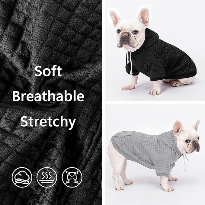 1 Pack Dog Hoodie Sweaters for Small Medium Dogs Warm Dog Clothes for Large Dogs Soft Waffle-Like Laminated Sweatshirt Bulldog