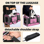 Cat Carrier Soft-Sided Travel Bag for Medium to Large Cats Over 15lbs, Small Dog Carrier Crate Top Entry Breathable Mesh Puppy 12 Pounds, Pet Rabbit Carrying Cage Kennel Collapsible Pink