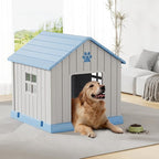 Bifanuo Dog House for Outdoor & Indoor Use with Window, Waterproof Ventilated Kennel with Elevated Floor, Easy to Clean Shelter for Small Medium Large Dogs (Blue, 37.2" L x 40" W x 40" H)