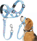 HIGO Dog Head Collar, Adjustable Head Collar for Dogs, No Pulling Head Halter, Training Nose Leash, 3 Pattern Muzzle Leash for Small Medium Large Dogs Easy Walking (Blue, M)