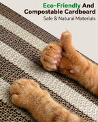Cat Scratcher, L-Shaped 23.7" Tall Cardboard Scratching Board - 3 in 1 Wall Lean or Flat Use, Extra Thick Corrugated Cat Scratch Pad with Bell Ball Toy for Indoor Cats
