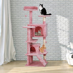54in Cat Tree for Indoor Cats Multi-Level Condo Tower Bed Furniture Kitten Play House with Scratching Posts, Pink