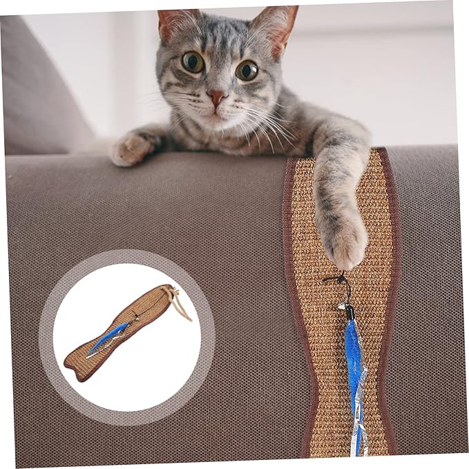 Fish Shaped Cat Scratching Pad Natural Sisal Hanging Protector for Furniture Claw Grinding Mat Eco-Friendly Cat Toy 20.86X5.23X1.18In
