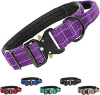 Tuff Pupper Tactical Dog Collar with Handle | Heavy Duty Adjustable Dog Collar | Military Nylon Collar for Medium Dogs | Quick-Release Buckle | Soft Padded Comfort | Training Control (Purple, Medium)