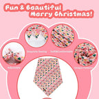 Christmas Dog Bandana–Pink Christmas Tree Triangle Scarf for Small Medium Large Dogs, Soft Cotton Pet Bib for Winter & New Year, Adjustable Dog Kerchief