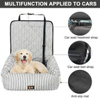 Dog Car Seat for Small and Medium Dogs, Booster Seat Sofa Pet Bed, Portable Car Travel Carrier Bed (Stripes,M)